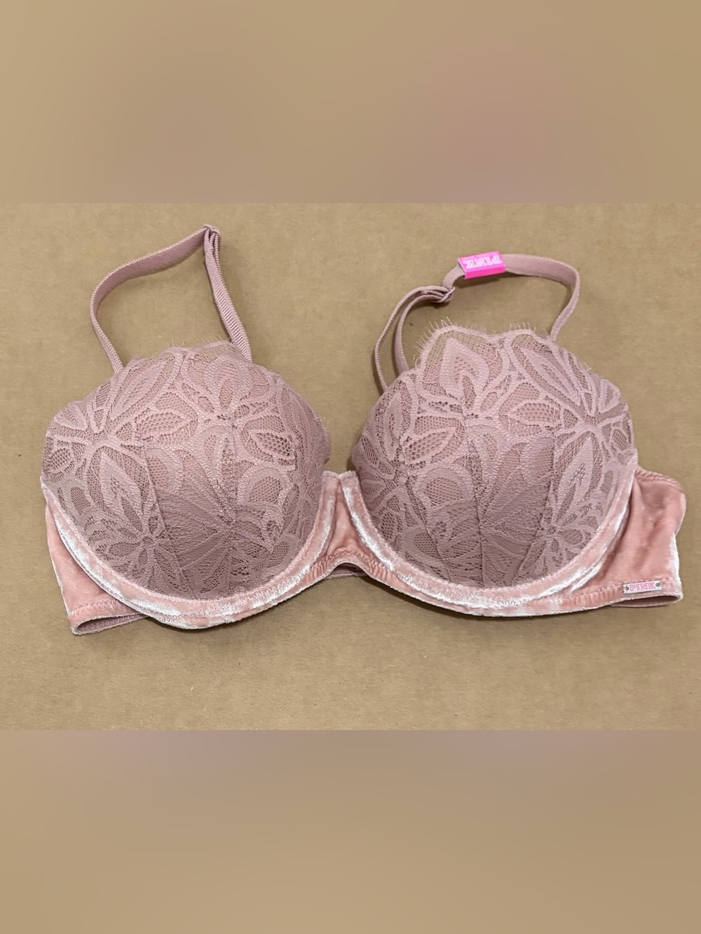 Victoria’s Secret Bras | PINK Lace Date Push-Up Bra w/ Velvet Trim - 34B